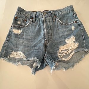 501 high waisted denim shorts